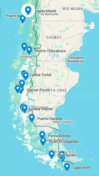 Mapa Patagonian Cruises