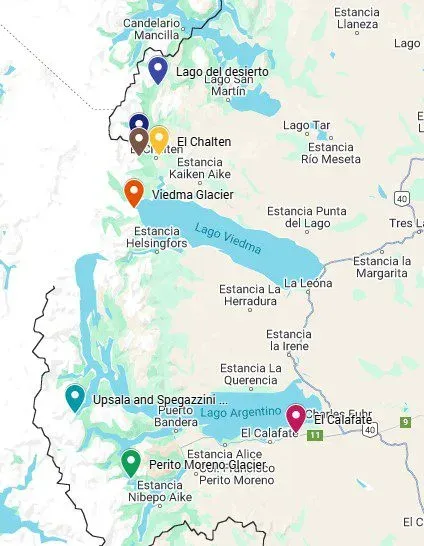 Los Glaciares National Park Map